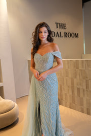 Evening dress ARIËL - Soft Green - LâNUIT COUTURE