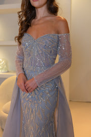 Evening Dress Stormi - Grey/blue - LâNUIT COUTURE