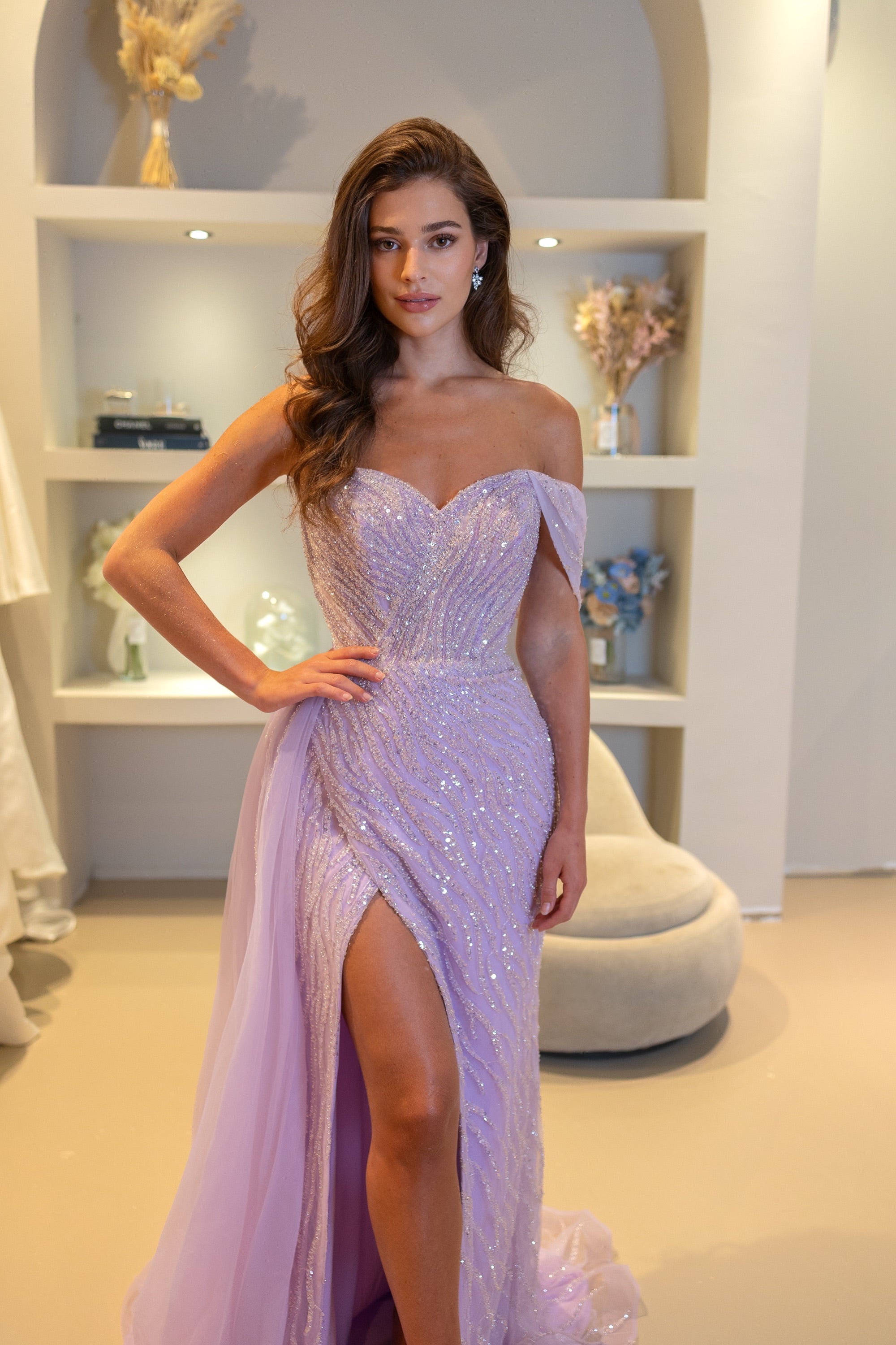 Evening dress ARIËL - Lila - LâNUIT COUTURE