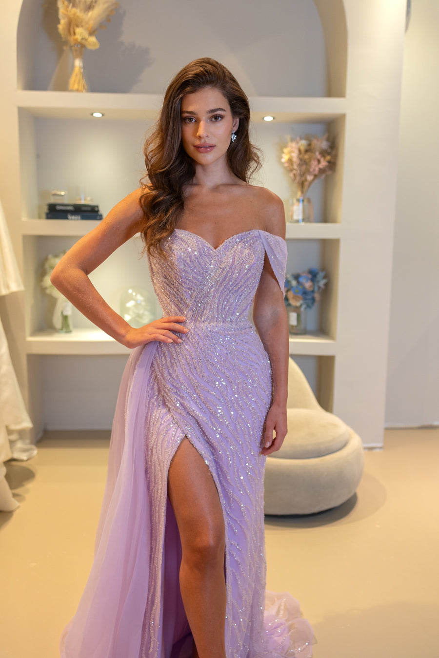 Robe de soirée ARIËL - Lila - LâNUIT COUTURE