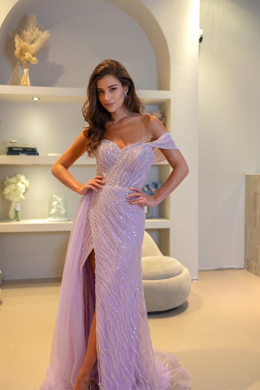 Robe de soirée ARIËL - Lila - LâNUIT COUTURE