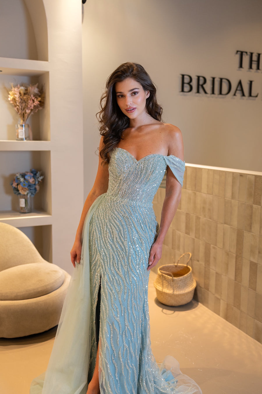 Robe de soirée ARIËL - Vert tendre - LâNUIT COUTURE