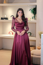 Robe de soirée Eve Bordeaux - LâNUIT COUTURE