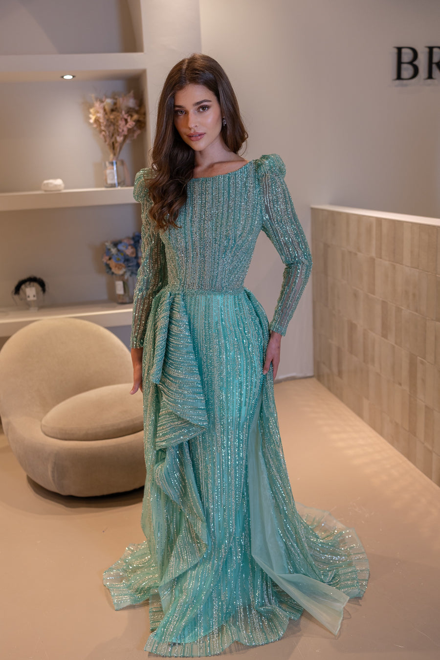 Evening Dress Selma - turquoise -  LâNUIT COUTURE