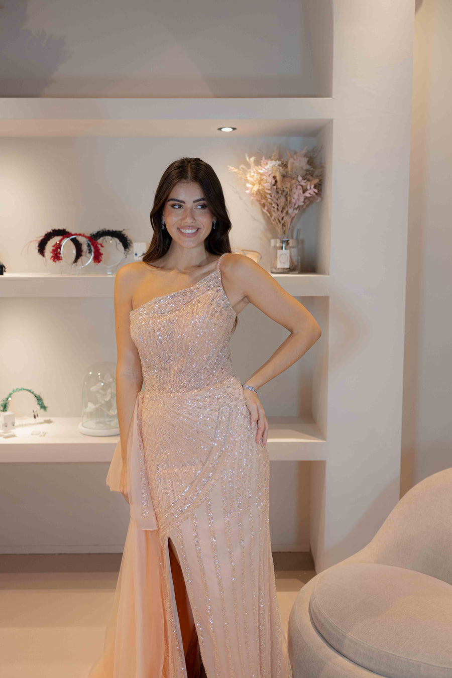 Evening dress Sparkle - Coral - LâNUIT COUTURE - LAST PIECES