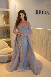 Robe de soirée Stormi - Gris/bleu - LâNUIT COUTURE