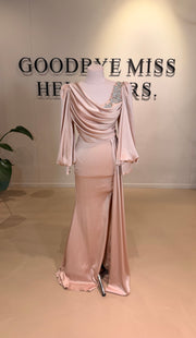 Evening dress Dura Beige - LâNUIT COUTURE SATIN