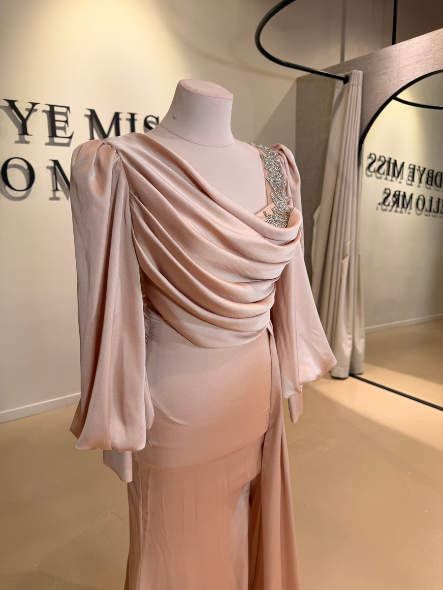 Evening dress Dura Beige - LâNUIT COUTURE SATIN