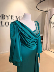 Evening dress Dura Green - LâNUIT COUTURE SATIN