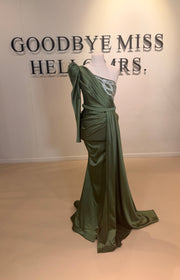 Evening Dress Maxima Olive Green- LâNUIT COUTURE SATIN