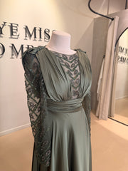 Evening Dress Moon Olive Green - LâNUIT COUTURE SATIN