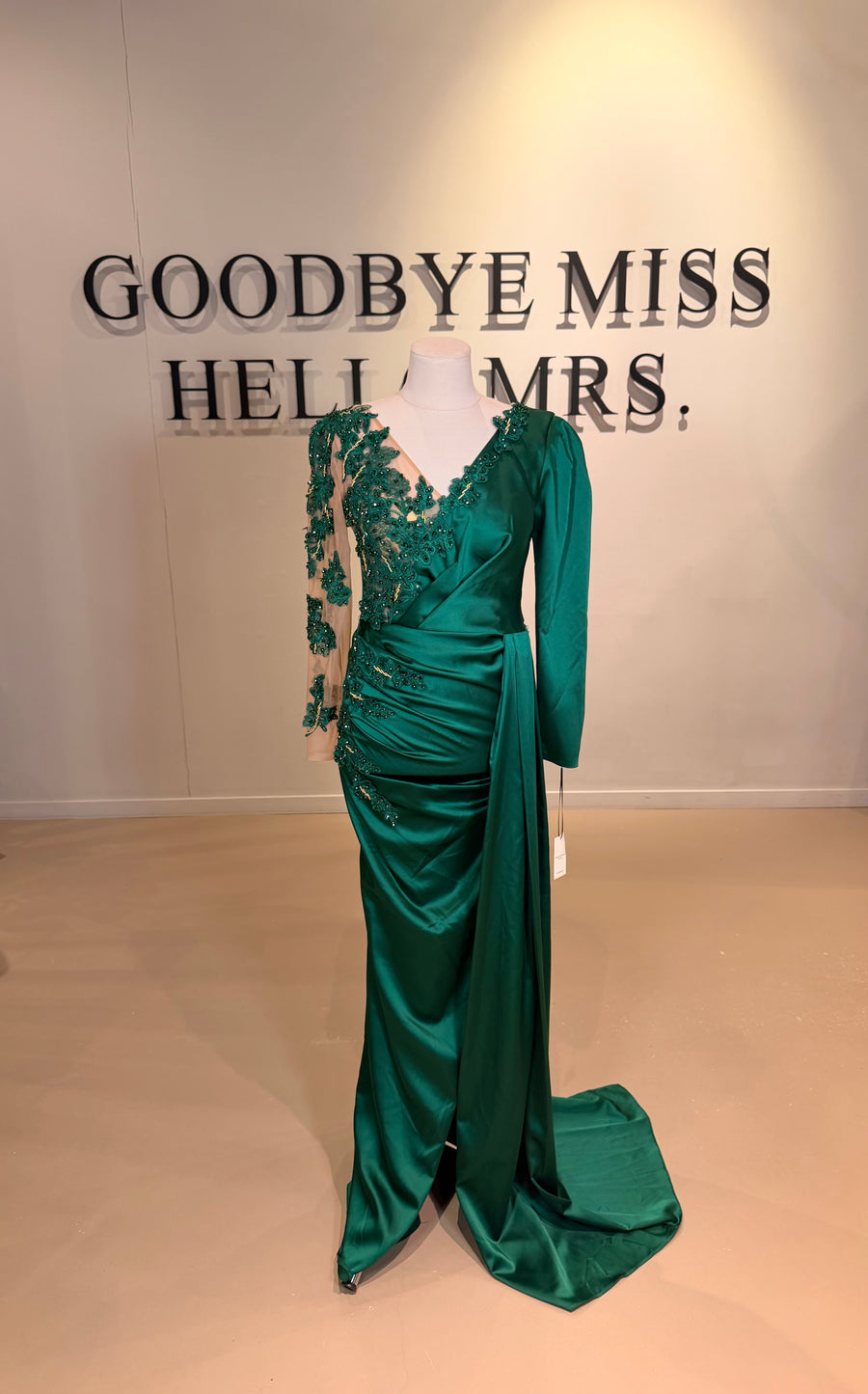 Evening Dress Azari Green - LâNUIT COUTURE SATIN