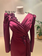 Evening Dress Amy Burgundy - LâNUIT COUTURE SATIN