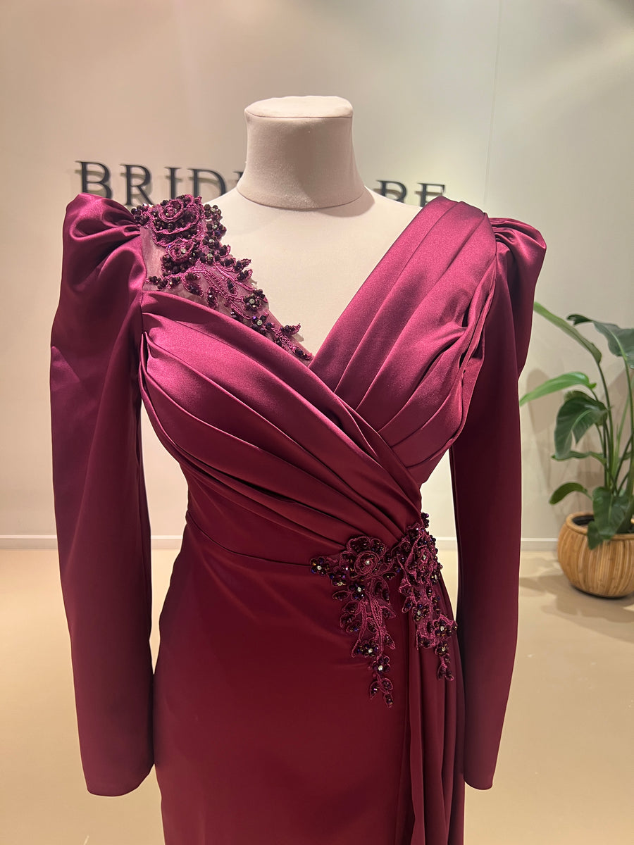 Evening Dress Amy Burgundy - LâNUIT COUTURE SATIN