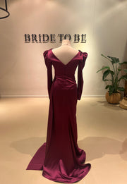 Evening Dress Amy Burgundy - LâNUIT COUTURE SATIN
