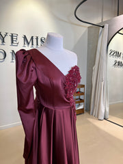 Evening Dress Majestic Burgundy - LâNUIT COUTURE SATIN