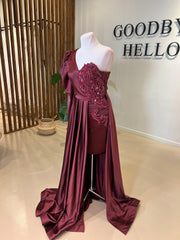 Evening Dress Majestic Burgundy - LâNUIT COUTURE SATIN