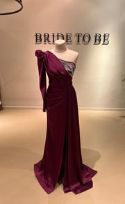 Evening Dress Maxima Burgundy- LâNUIT COUTURE SATIN