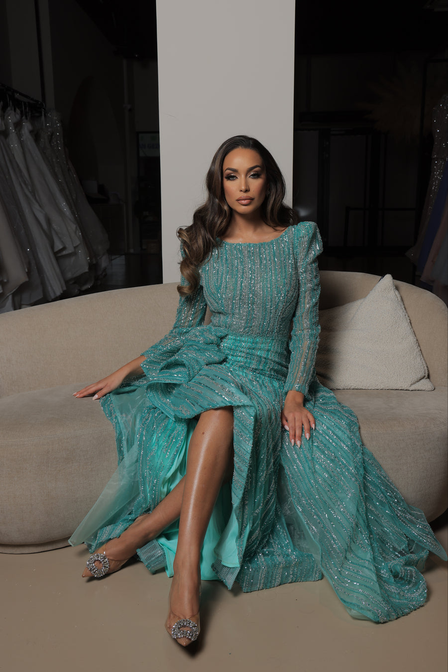 Evening Dress Selma - turquoise -  LâNUIT COUTURE