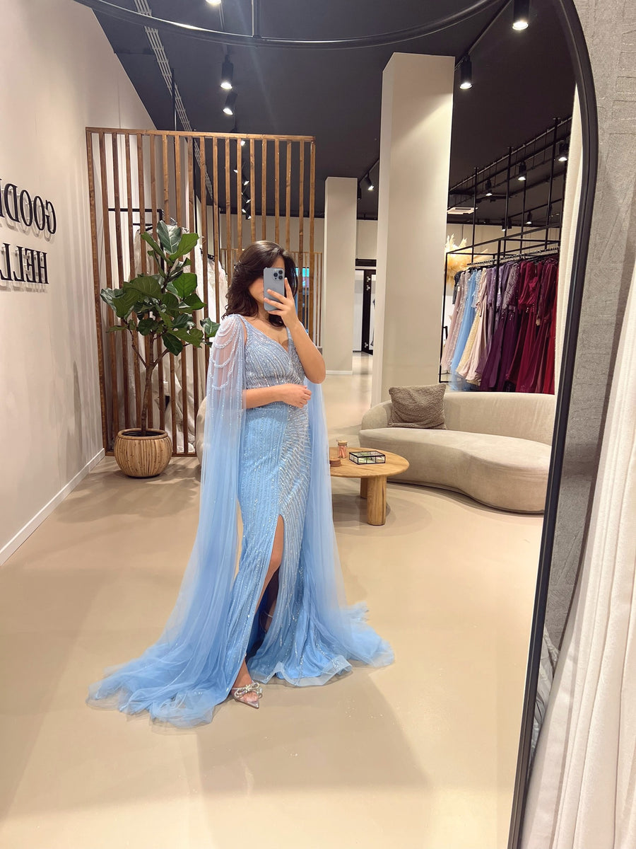 Evening dress Amber - sky blue - LâNUIT COUTURE