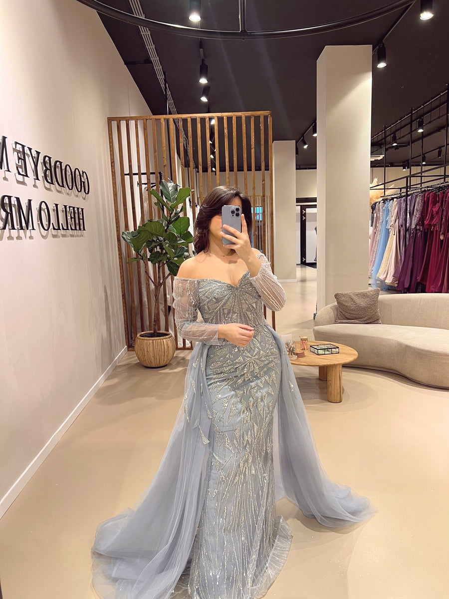 Evening Dress Stormi - Grey/blue - LâNUIT COUTURE